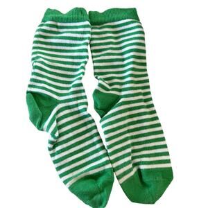 Hanna Andersson Green Striped Crew Socks Size 12-1